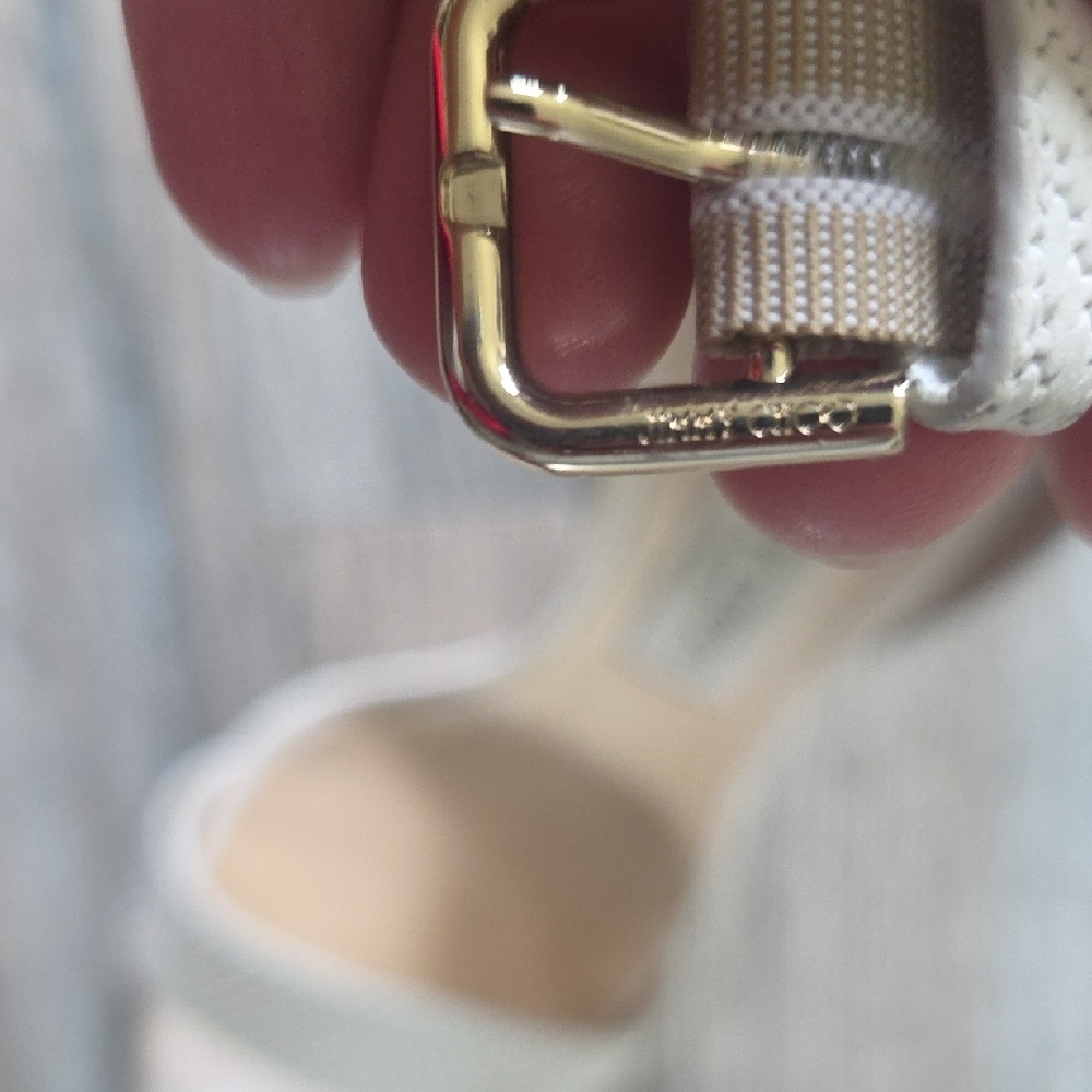 Jimmy Choo Cream Woven Leather Ankle-Strap Heels - Picture 5 of 10